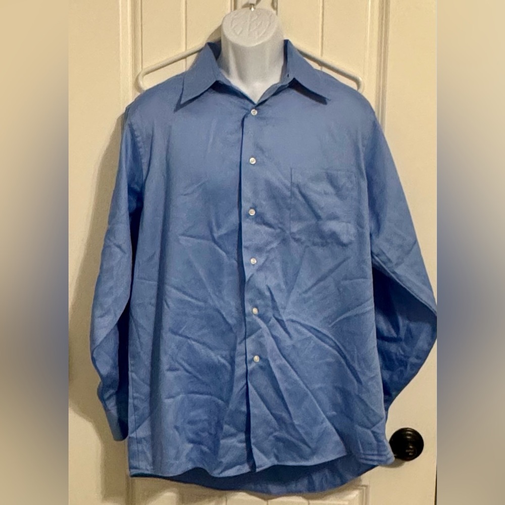 Geoffrey Beene blue button-down dress shirt.